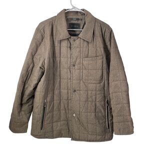 Tumi Tech quilted jacket brown coat zipper and button closure sz M